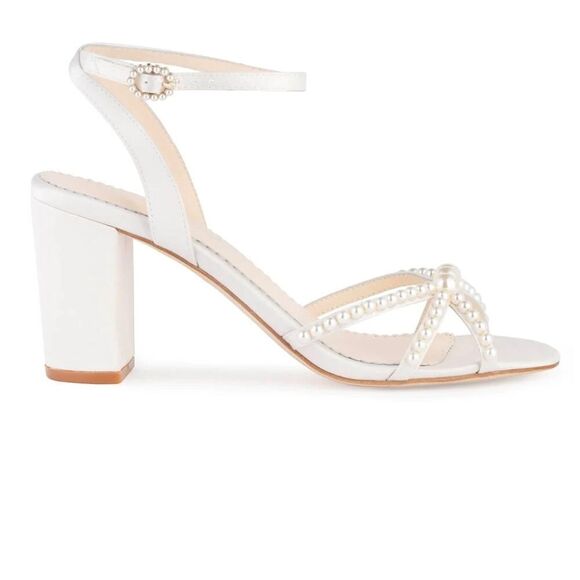 Bella Belle NEW IN BOX Lilia Ivory Silk Pearl Strappy Sandals Wedding Bride - Picture 6 of 8